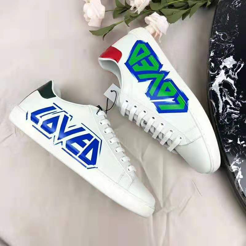 G*u*i men ace sneaker with loved print-white