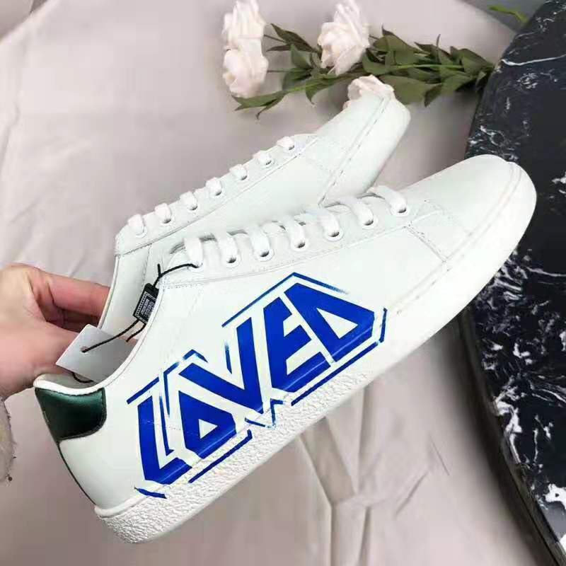 G*u*i men ace sneaker with loved print-white
