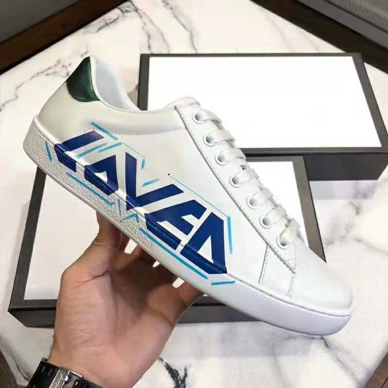 G*u*i men ace sneaker with loved print-white