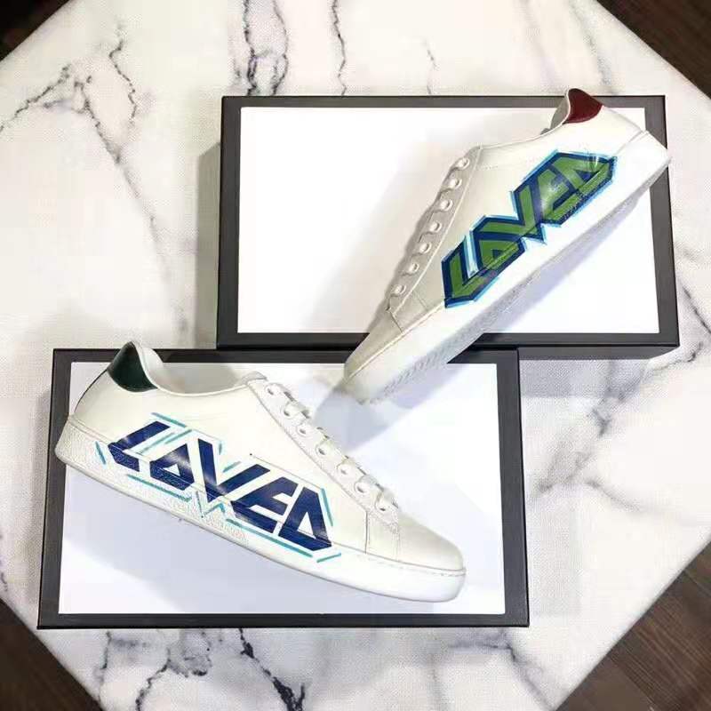 G*u*i men ace sneaker with loved print-white