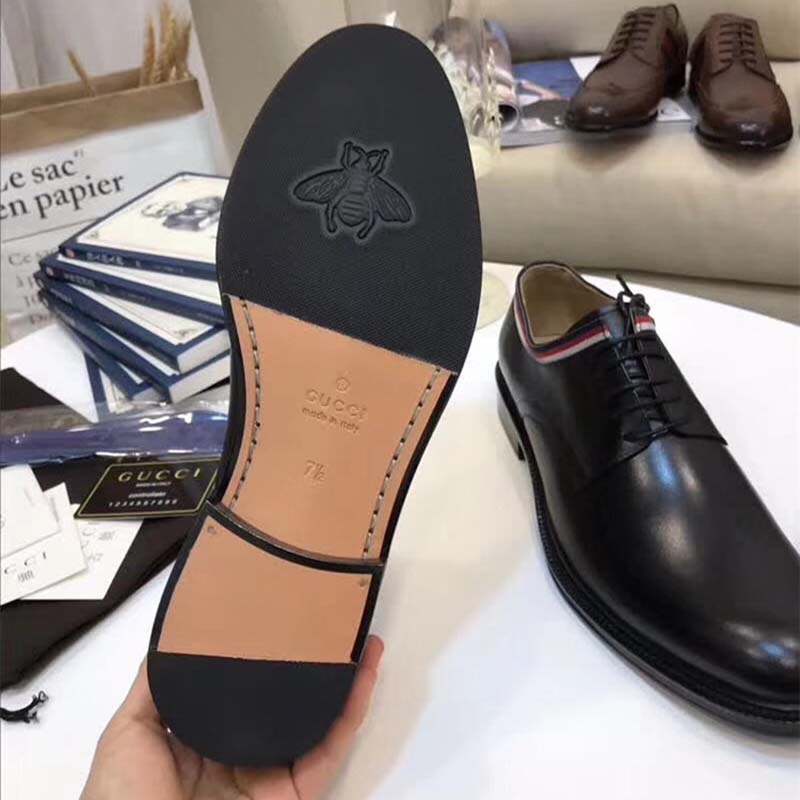 G*u*i men leather lace-up shoes black
