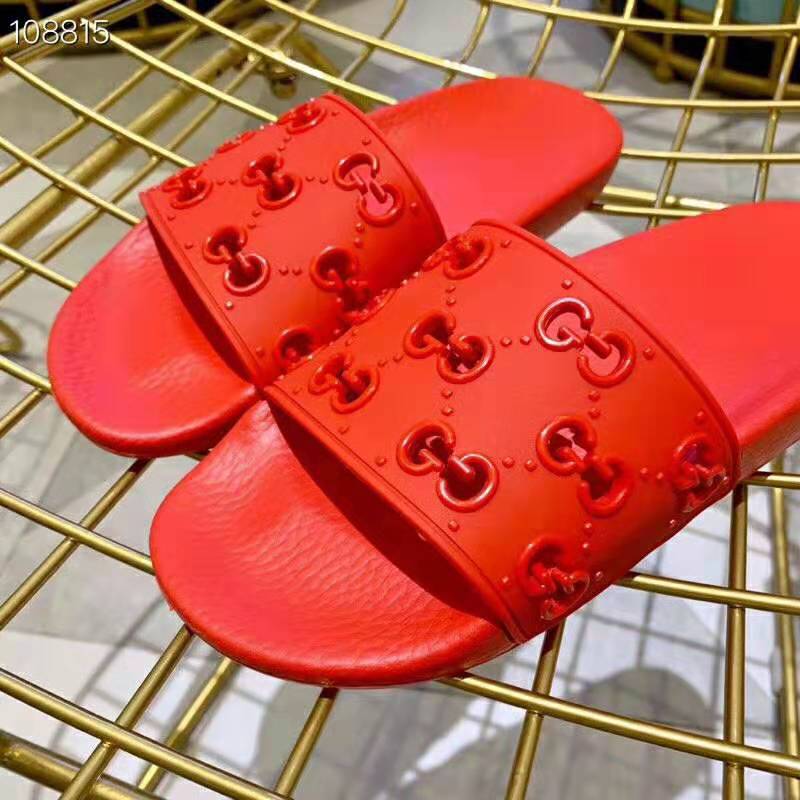 G*u*i men’s rubber gg slide sandal-red