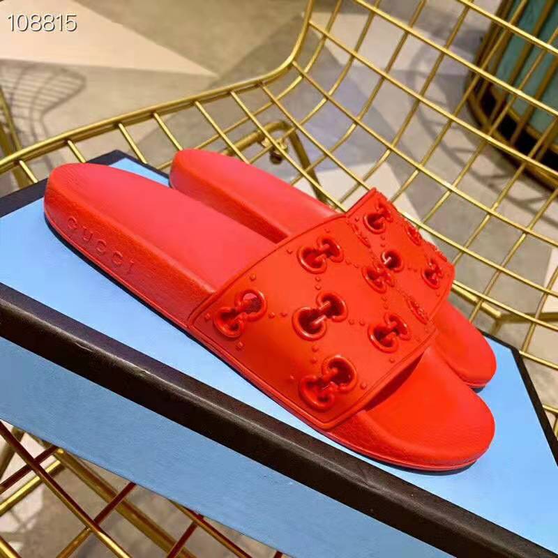 G*u*i men’s rubber gg slide sandal-red