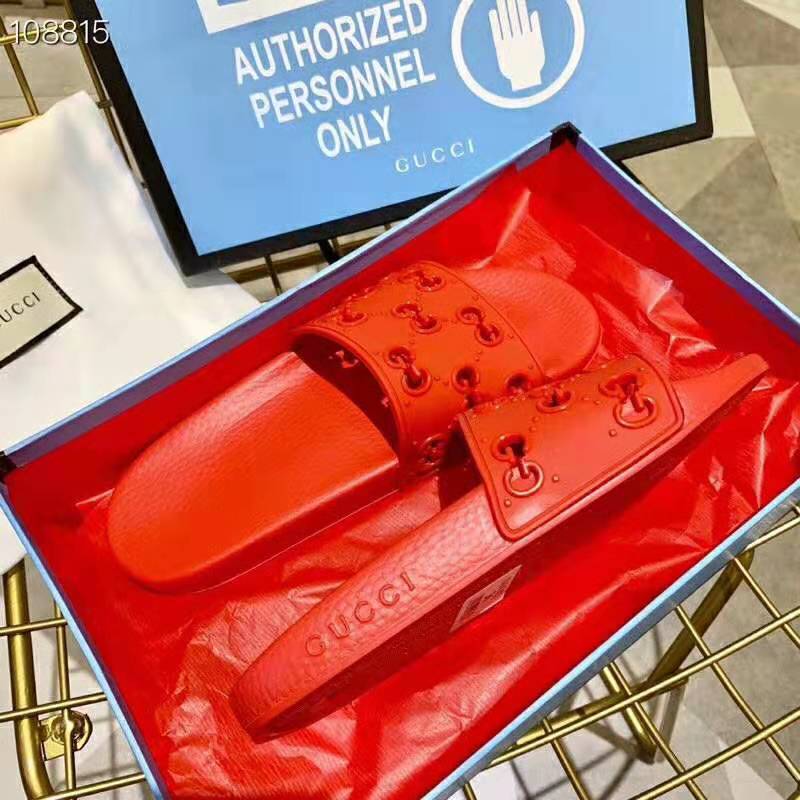 G*u*i men’s rubber gg slide sandal-red