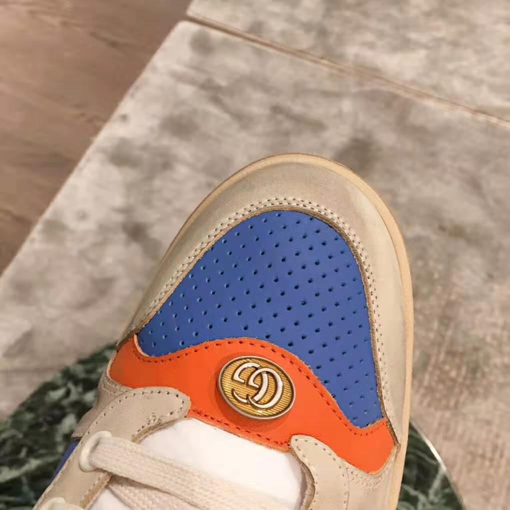 G*u*i men screener leather sneaker 3.6cm height-blue