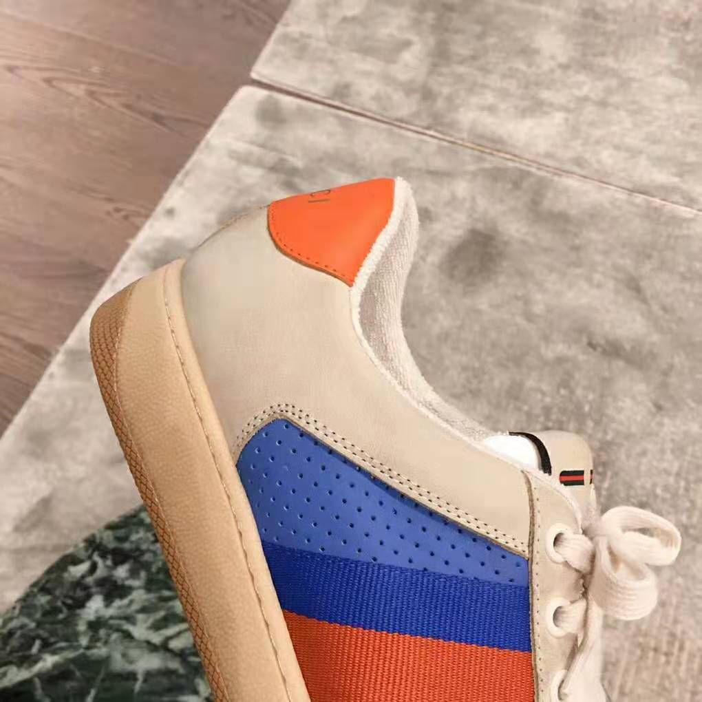 G*u*i men screener leather sneaker 3.6cm height-blue