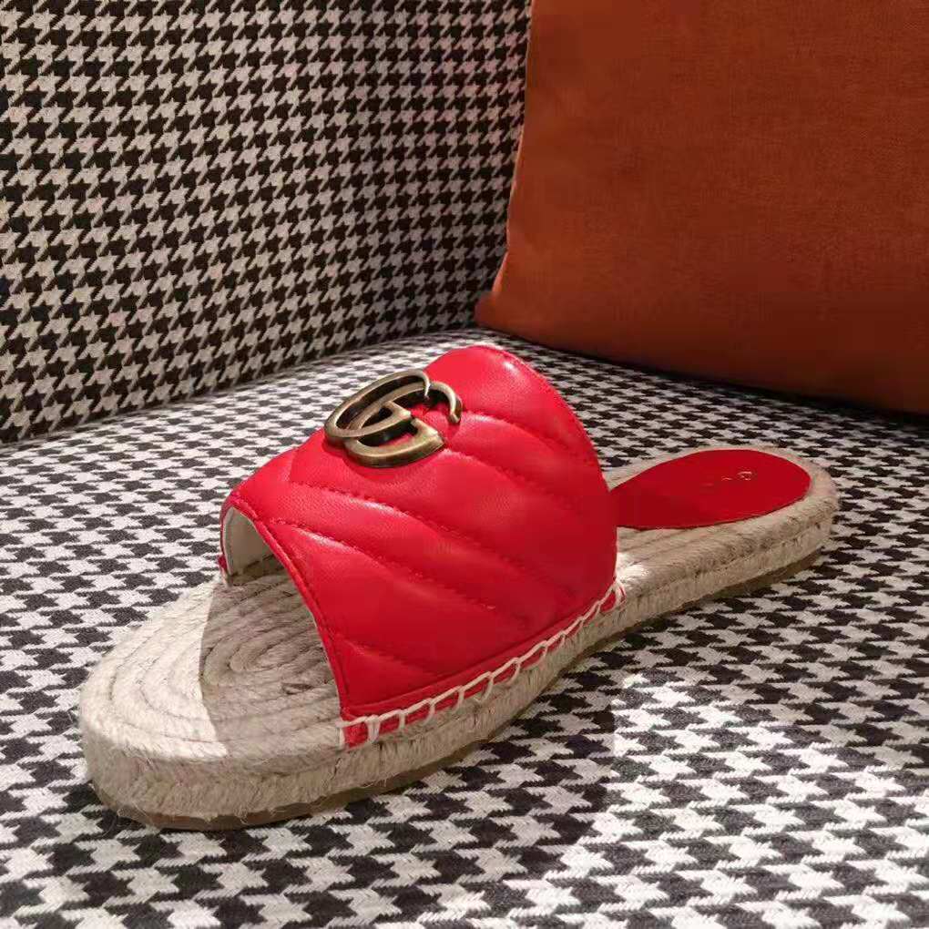 G*u*i women leather espadrille sandal-red