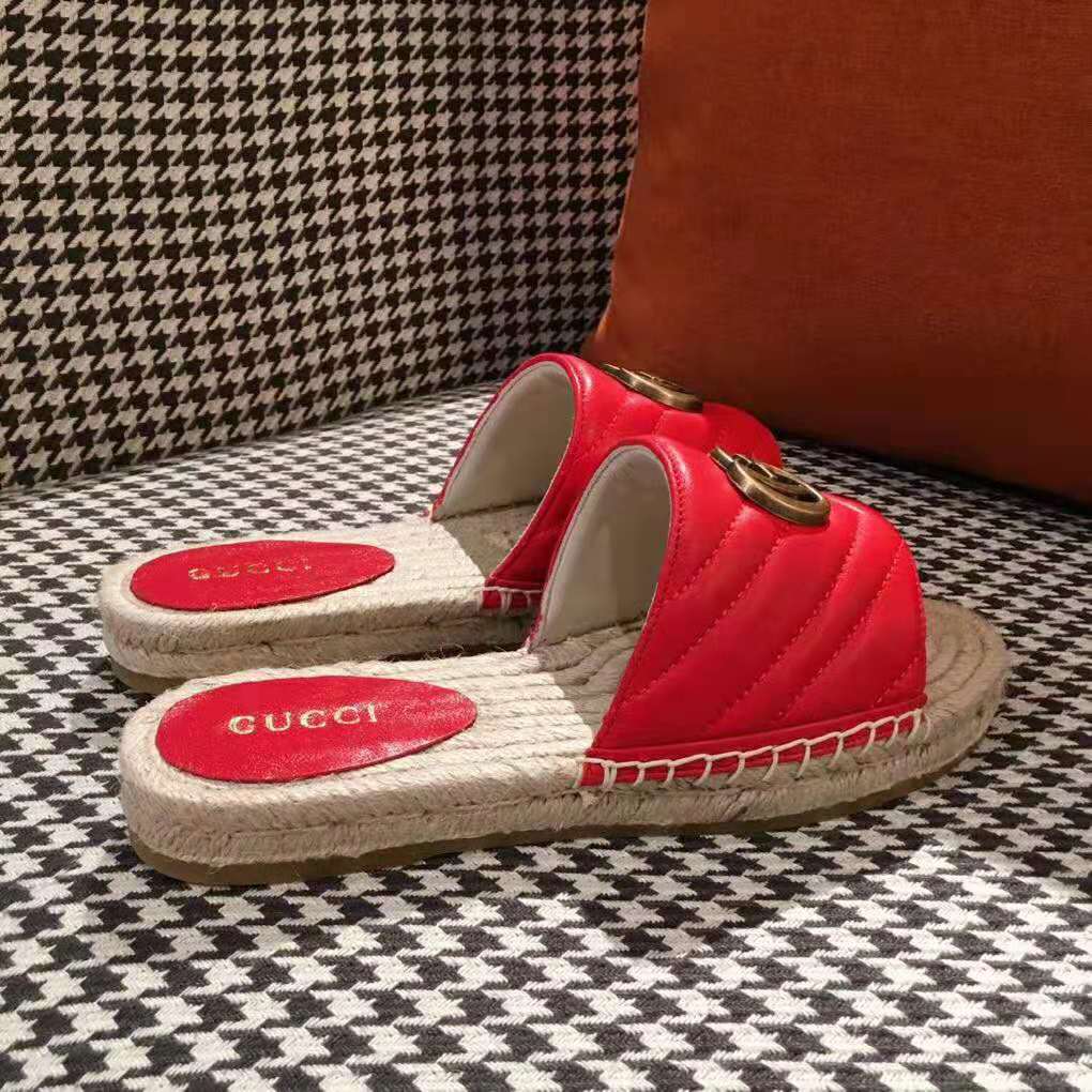 G*u*i women leather espadrille sandal-red