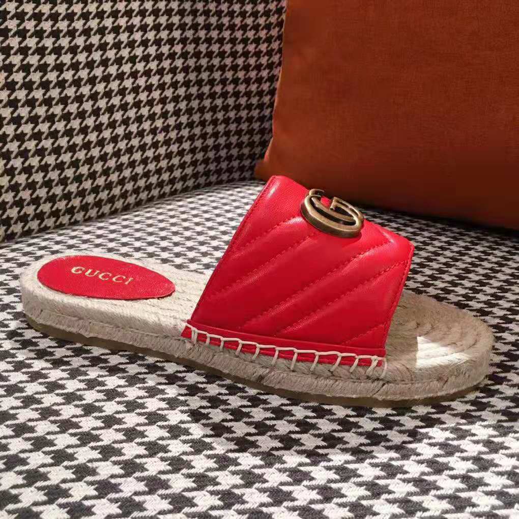 G*u*i women leather espadrille sandal-red