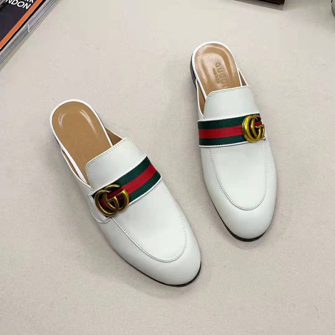 G*u*i women leather loafer with gg web-white