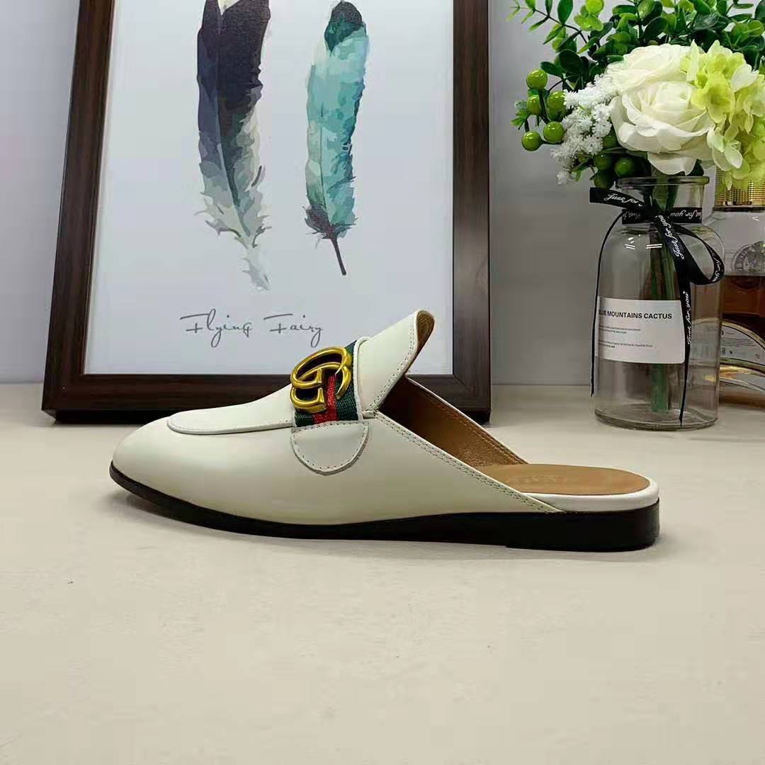 G*u*i women leather loafer with gg web-white