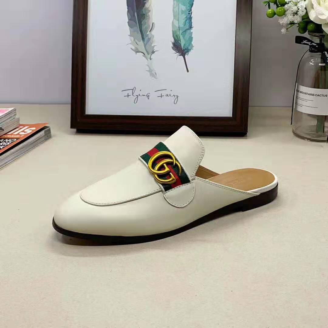 G*u*i women leather loafer with gg web-white