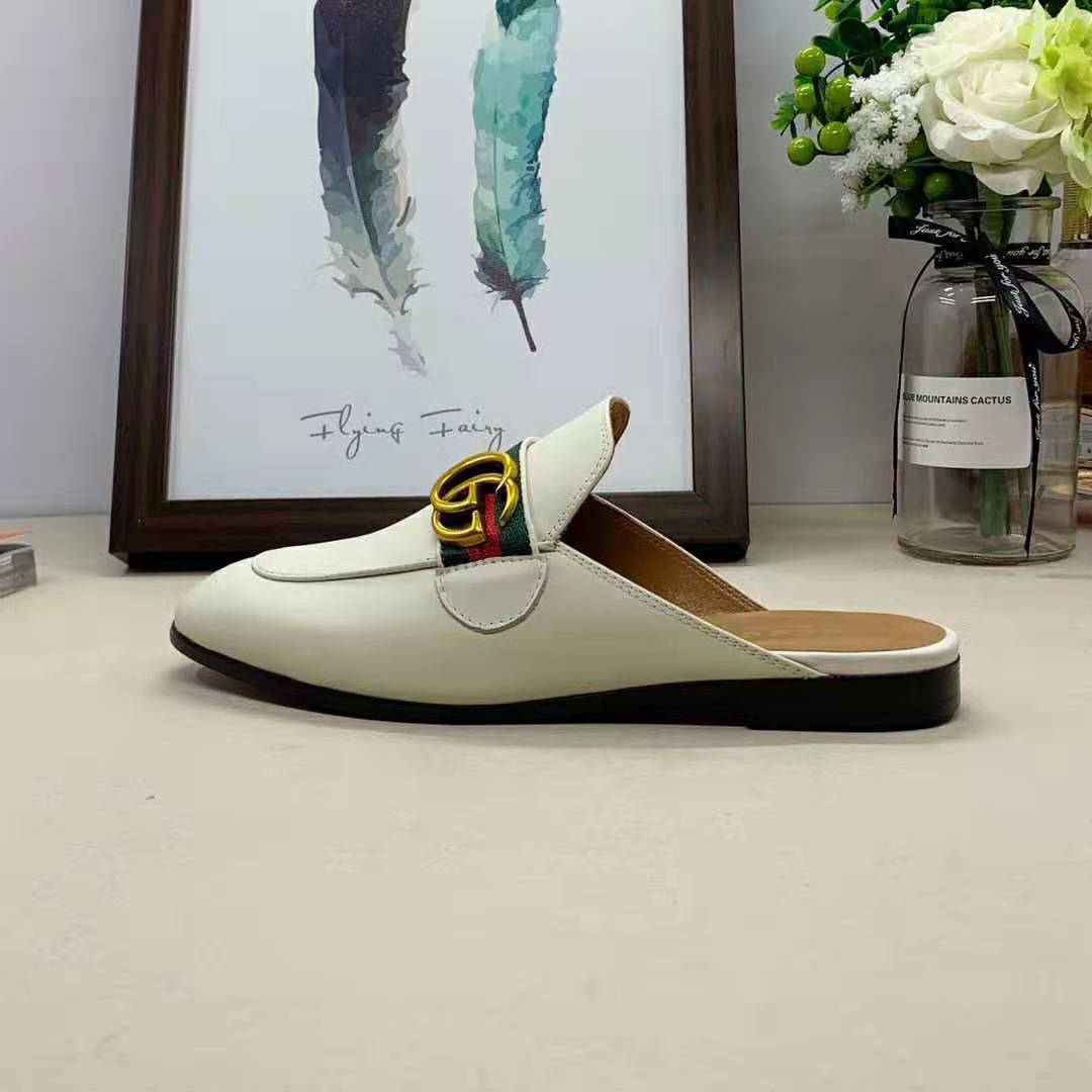 G*u*i women leather loafer with gg web-white