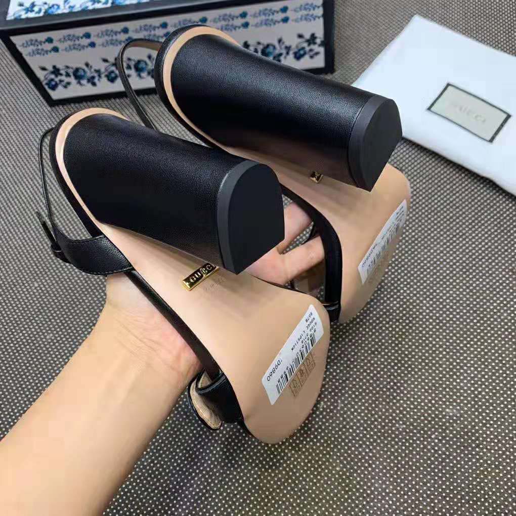 G*u*i women leather sandal 10.2 cm heel-black