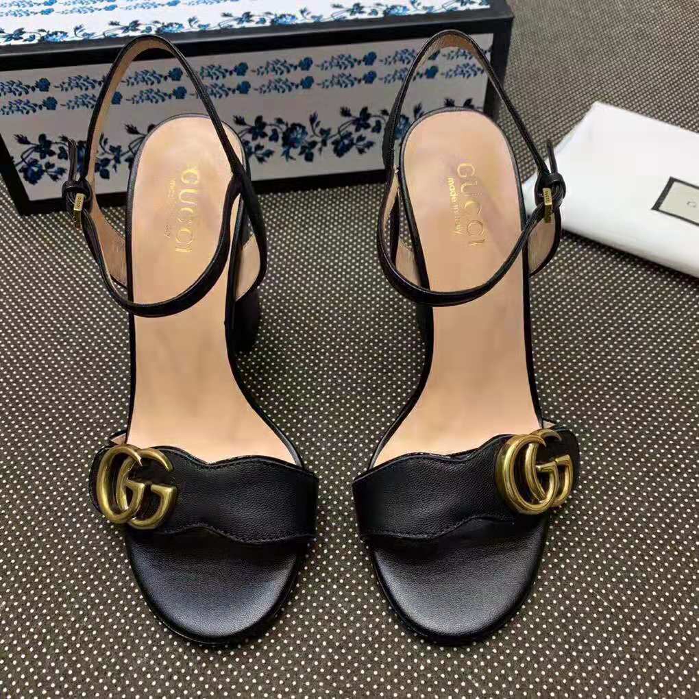G*u*i women leather sandal 10.2 cm heel-black