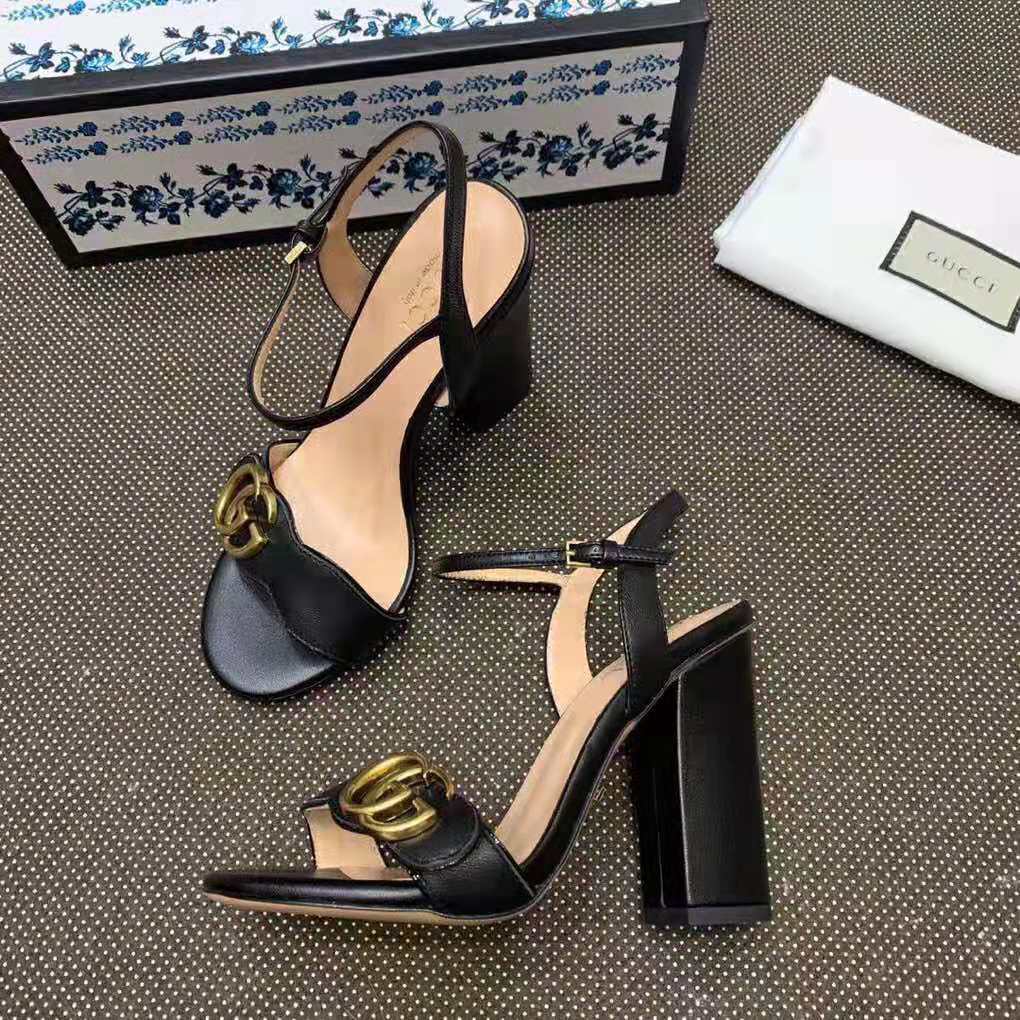 G*u*i women leather sandal 10.2 cm heel-black