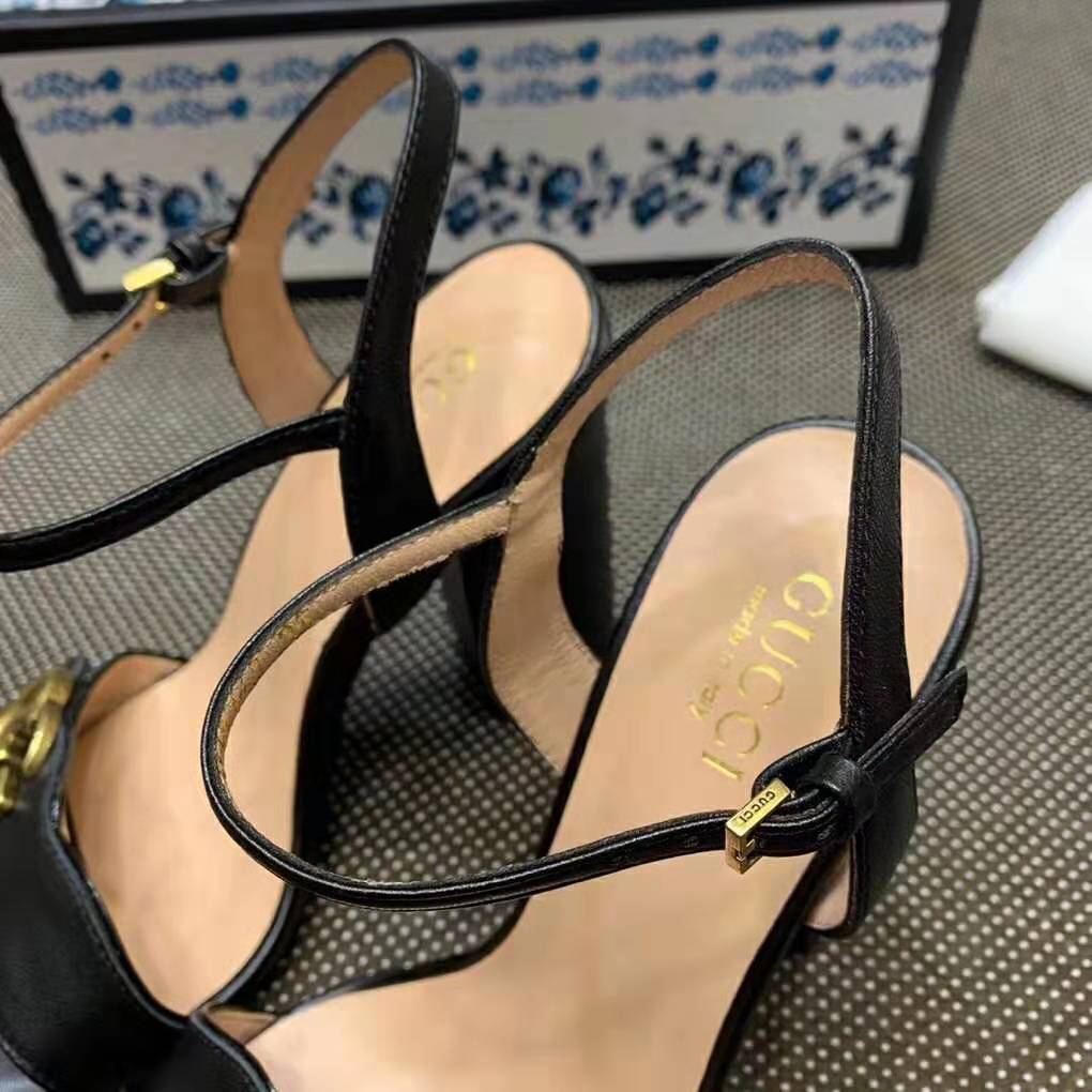 G*u*i women leather sandal 10.2 cm heel-black