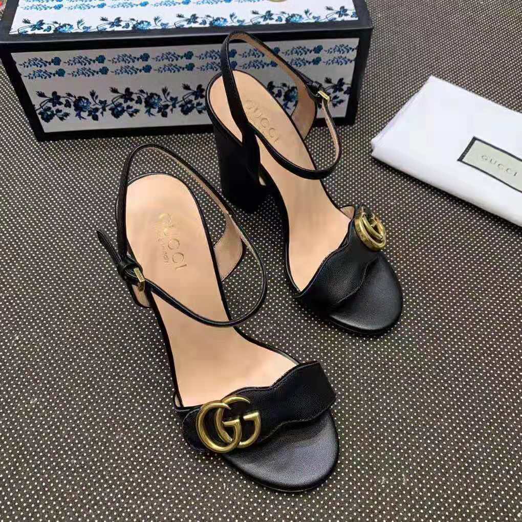 G*u*i women leather sandal 10.2 cm heel-black