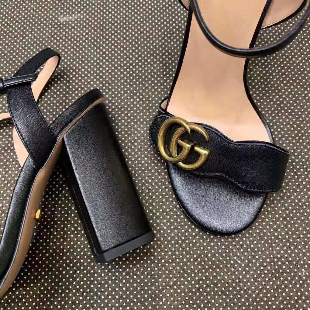 G*u*i women leather sandal 10.2 cm heel-black