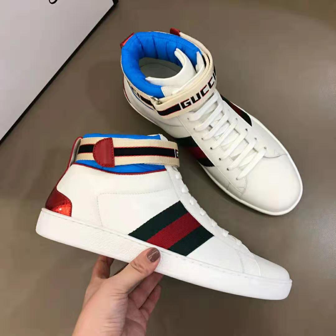 G*u*i unisex ace G*u*i stripe high-top sneaker in 5.1 cm height-white