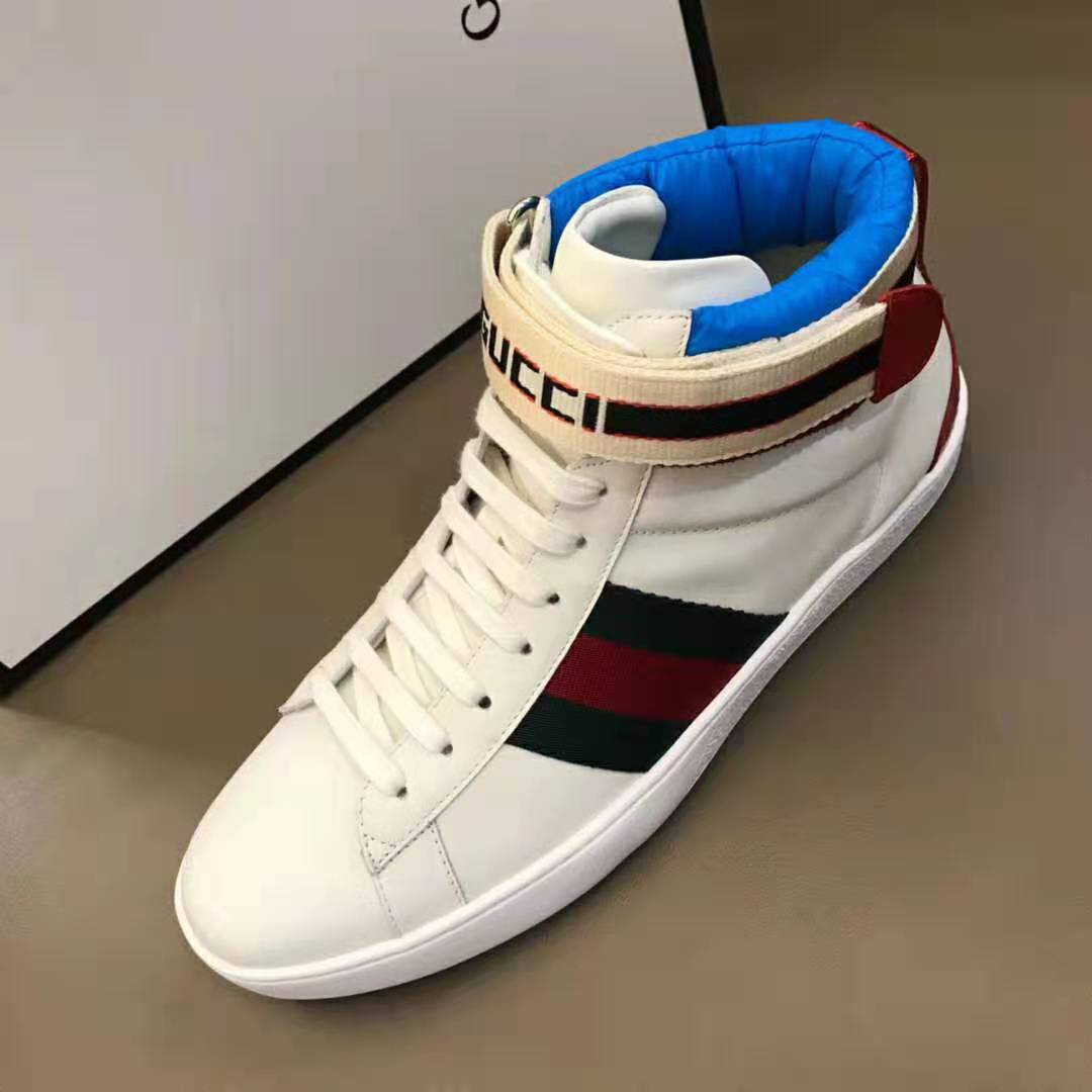 G*u*i unisex ace G*u*i stripe high-top sneaker in 5.1 cm height-white