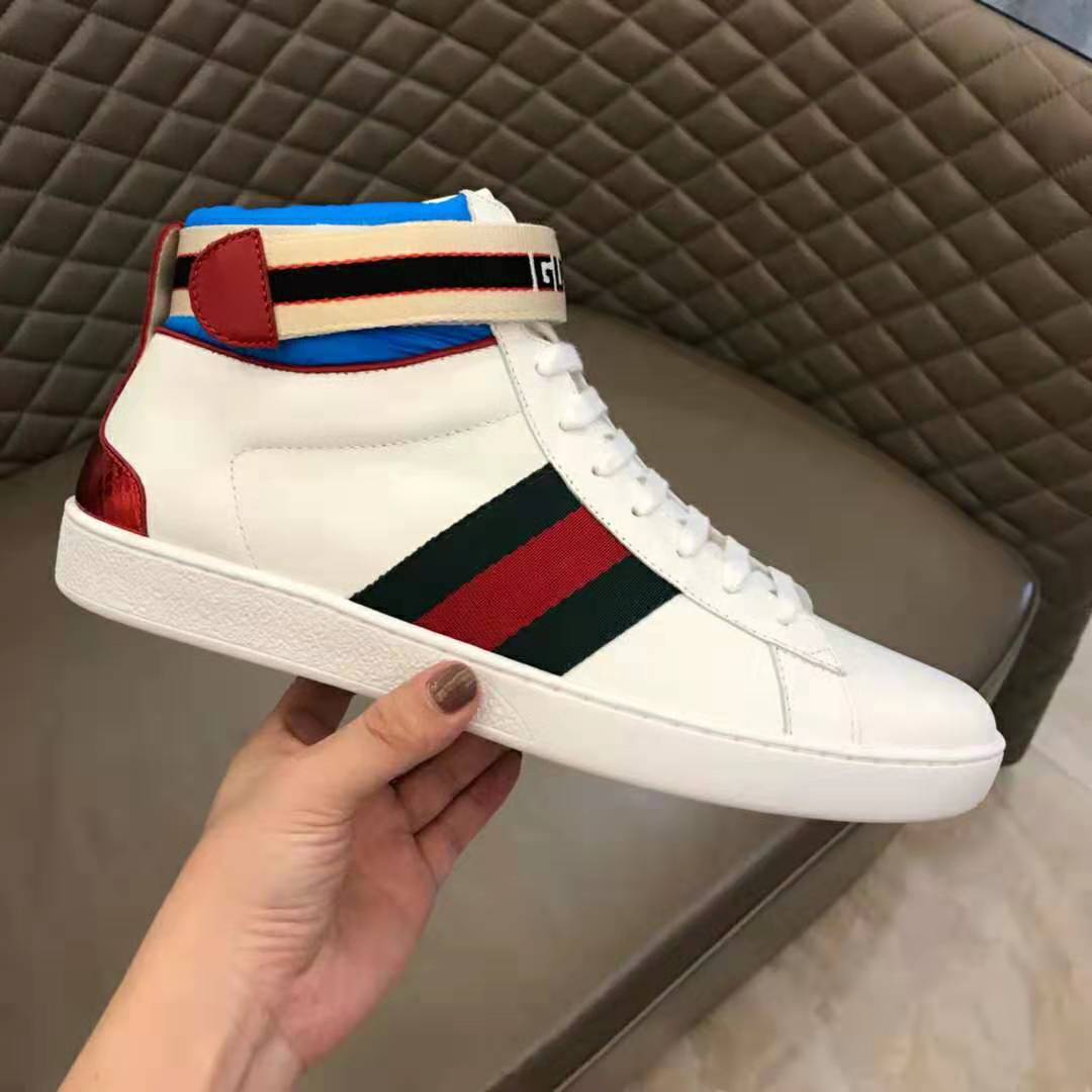 G*u*i unisex ace G*u*i stripe high-top sneaker in 5.1 cm height-white
