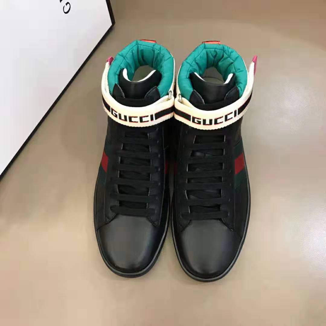 G*u*i unisex ace G*u*i stripe high-top sneaker in 5.1 cm height-black