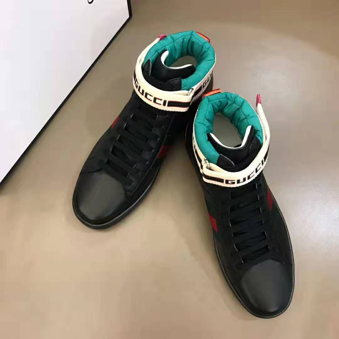 G*u*i unisex ace G*u*i stripe high-top sneaker in 5.1 cm height-black
