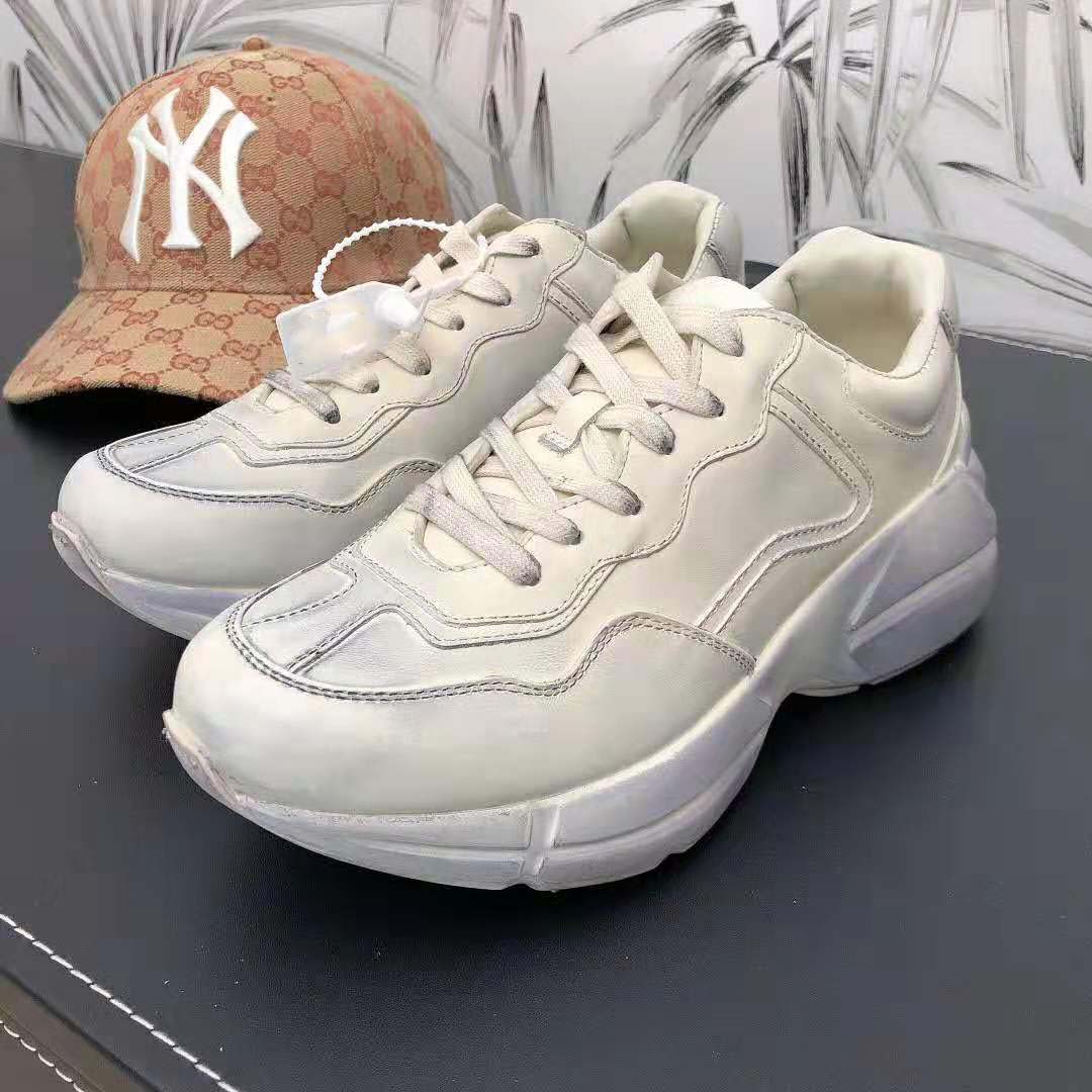 G*u*i unisex rhyton leather sneaker-beige