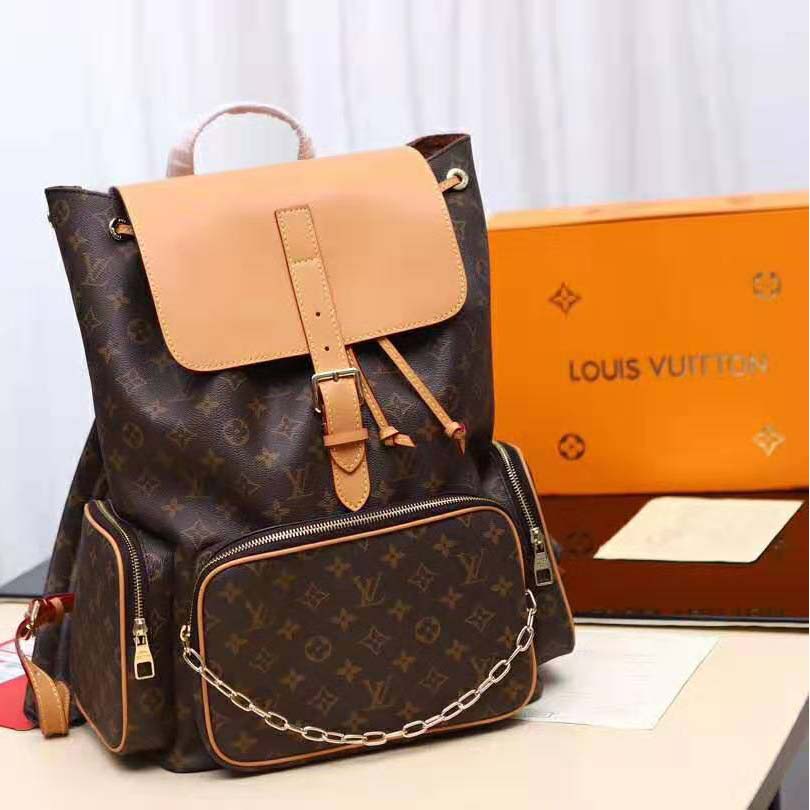 Louis Vuitton LV Men Backpack Trio in Monogram Canvas-Brown