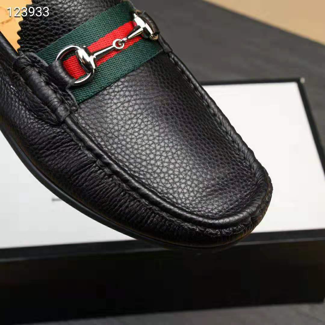 G*u*i men leather driver with web-black