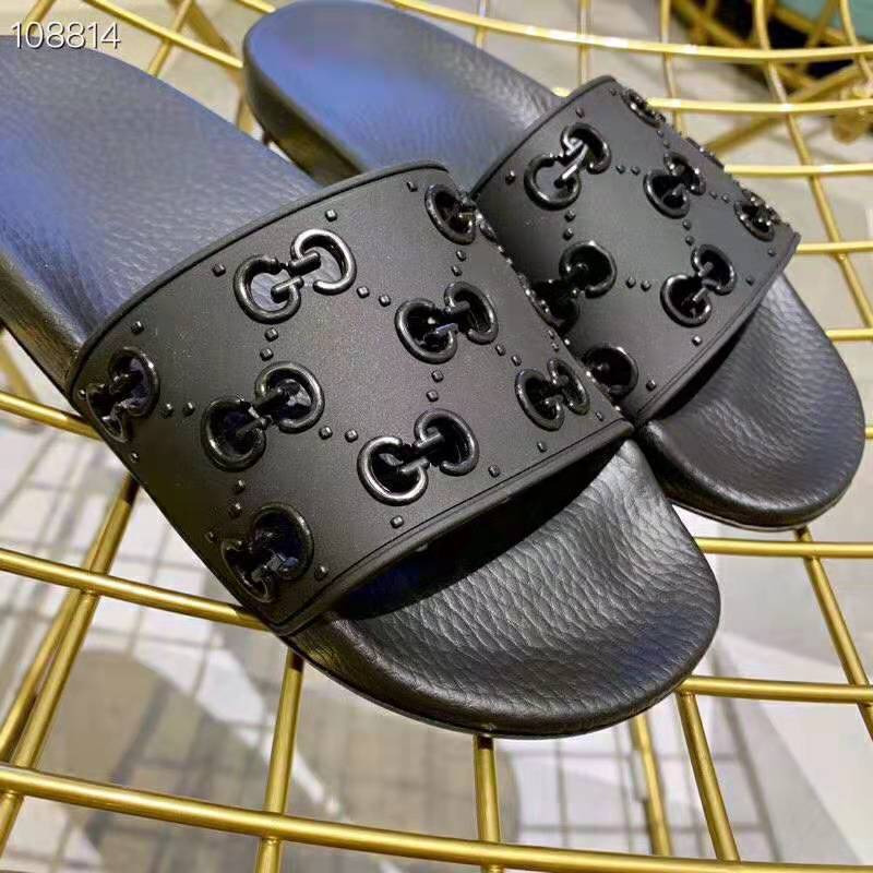 G*u*i men’s rubber gg slide sandal-black