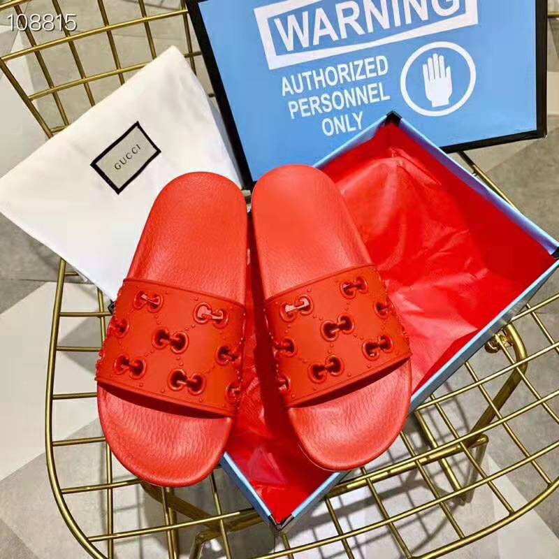 G*u*i women rubber gg slide sandal-red