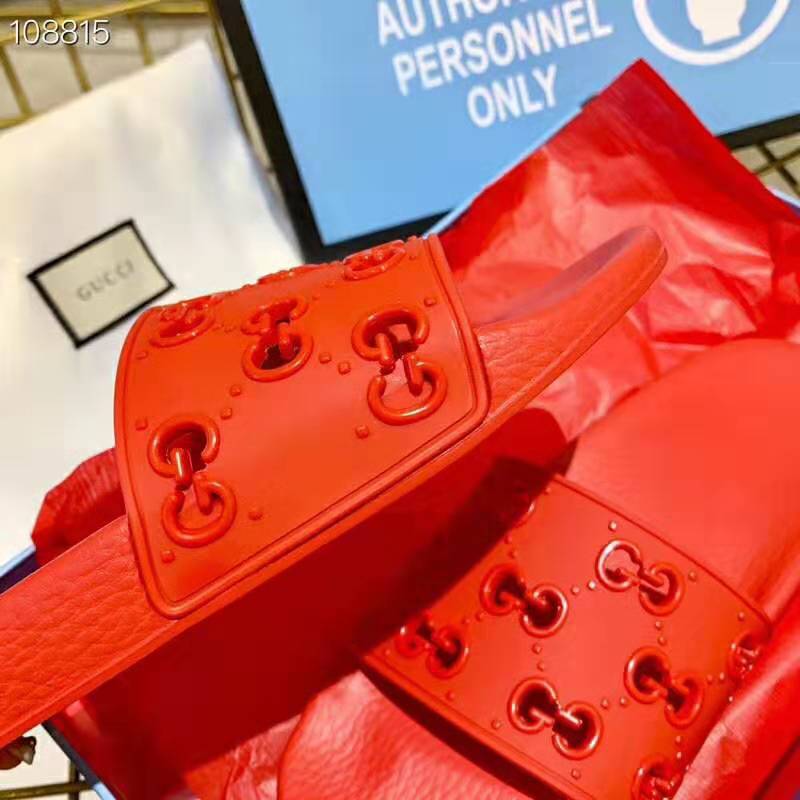 G*u*i women rubber gg slide sandal-red