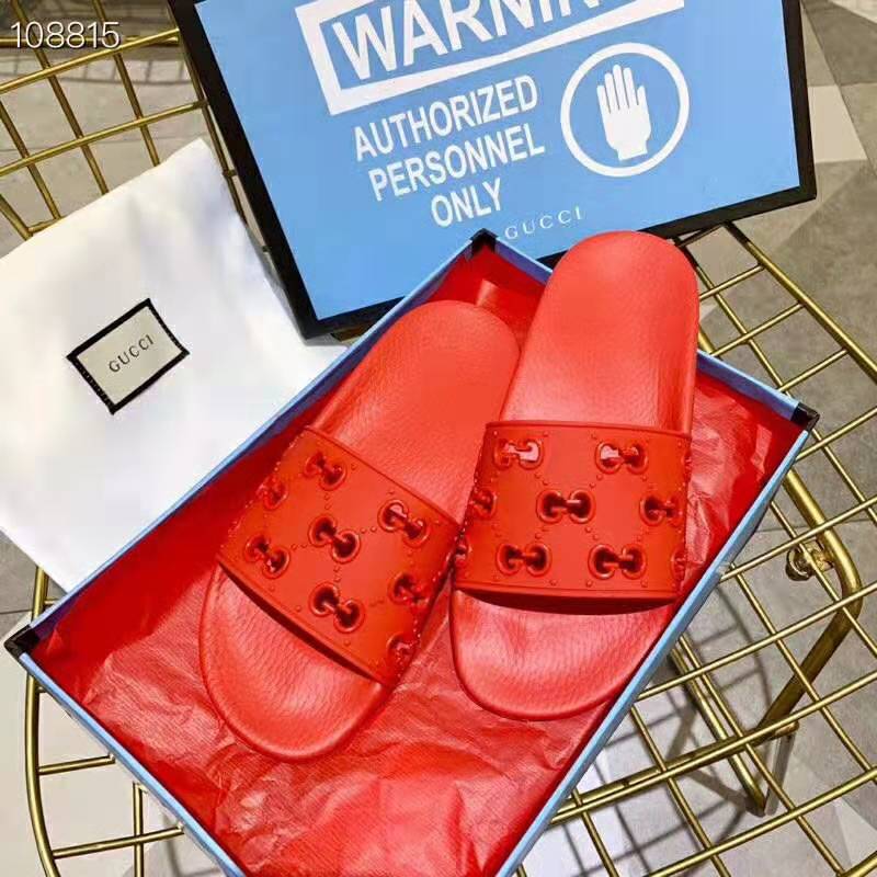 G*u*i women rubber gg slide sandal-red