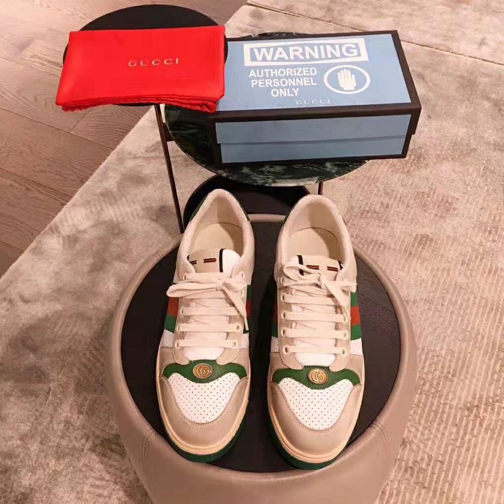 G*u*i men screener leather sneaker 3.6cm height-green