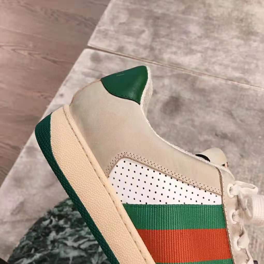 G*u*i men screener leather sneaker 3.6cm height-green