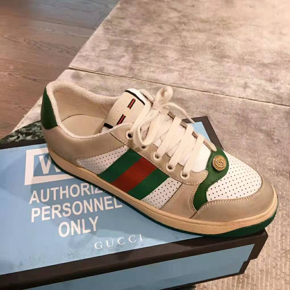 G*u*i men screener leather sneaker 3.6cm height-green
