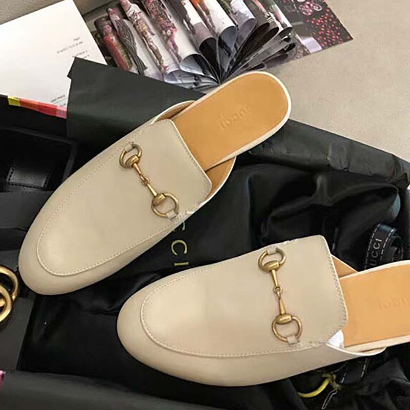 G*u*i unisex princetown leather slipper-white