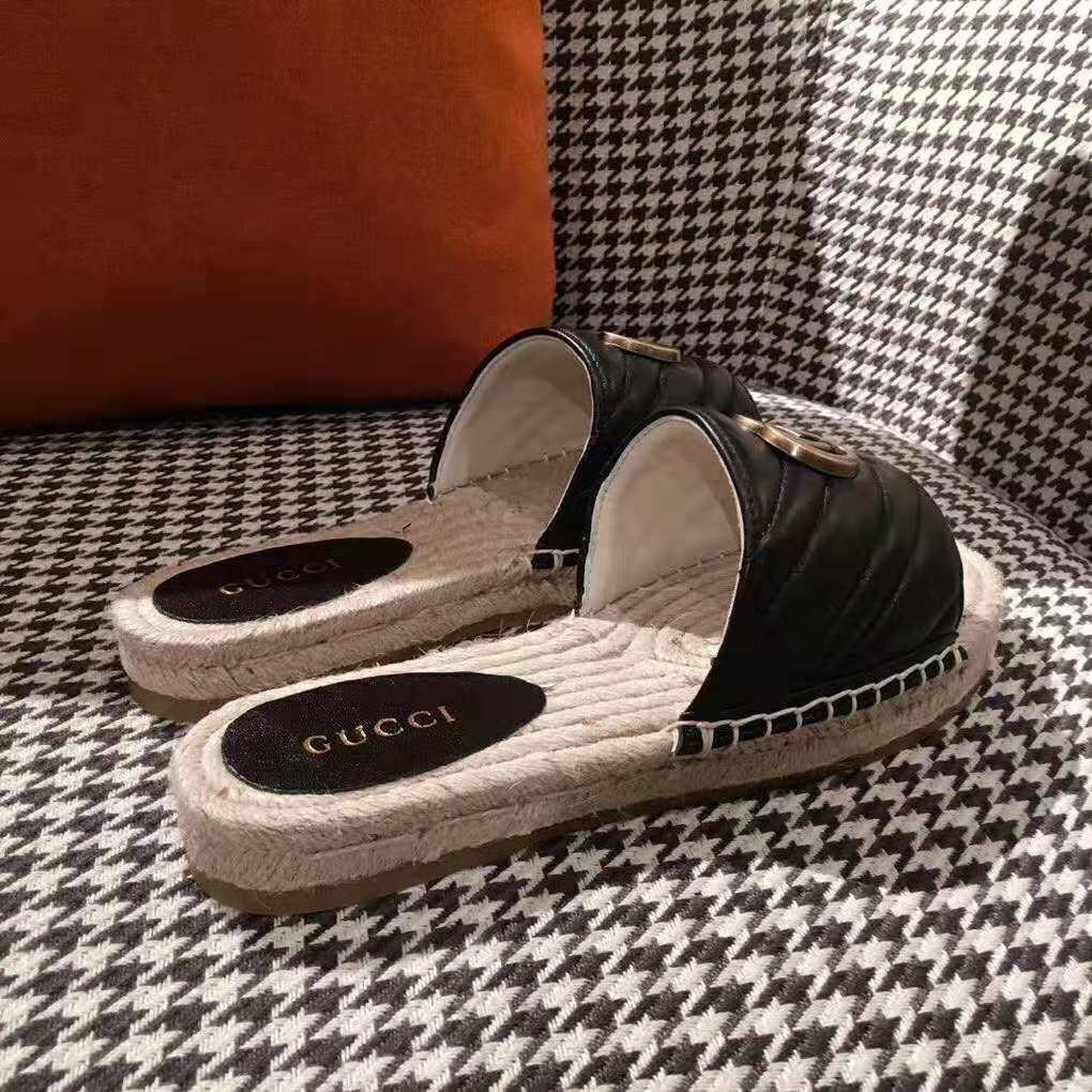 G*u*i women leather espadrille sandal-black
