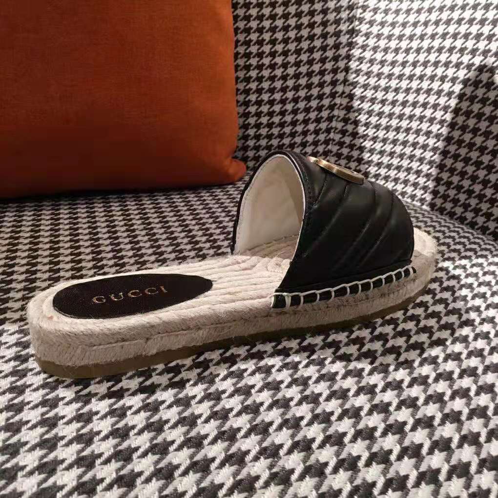 G*u*i women leather espadrille sandal-black