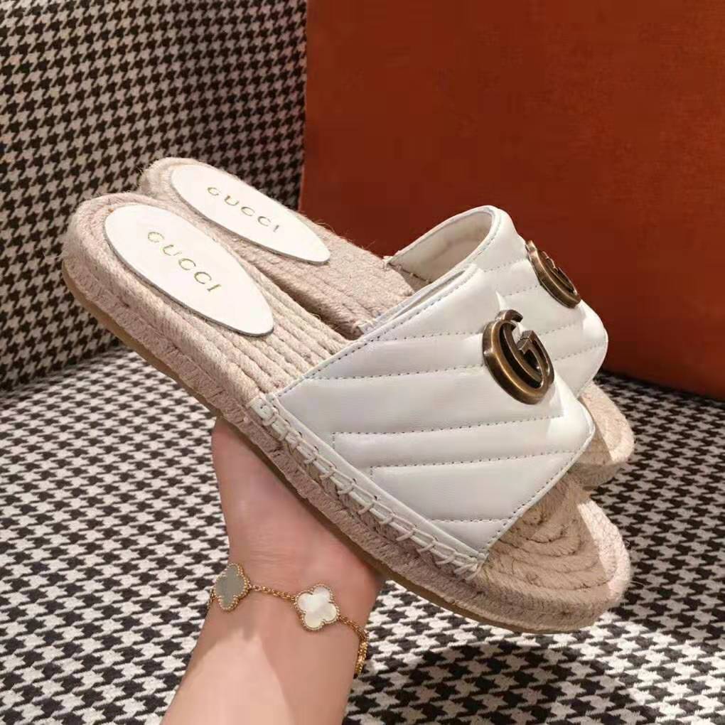 G*u*i women leather espadrille sandal-white