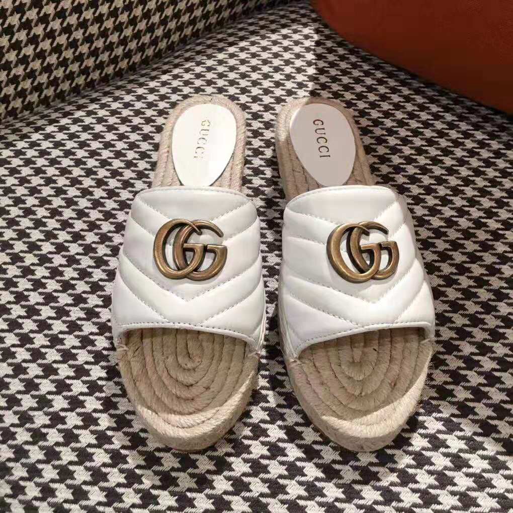 G*u*i women leather espadrille sandal-white
