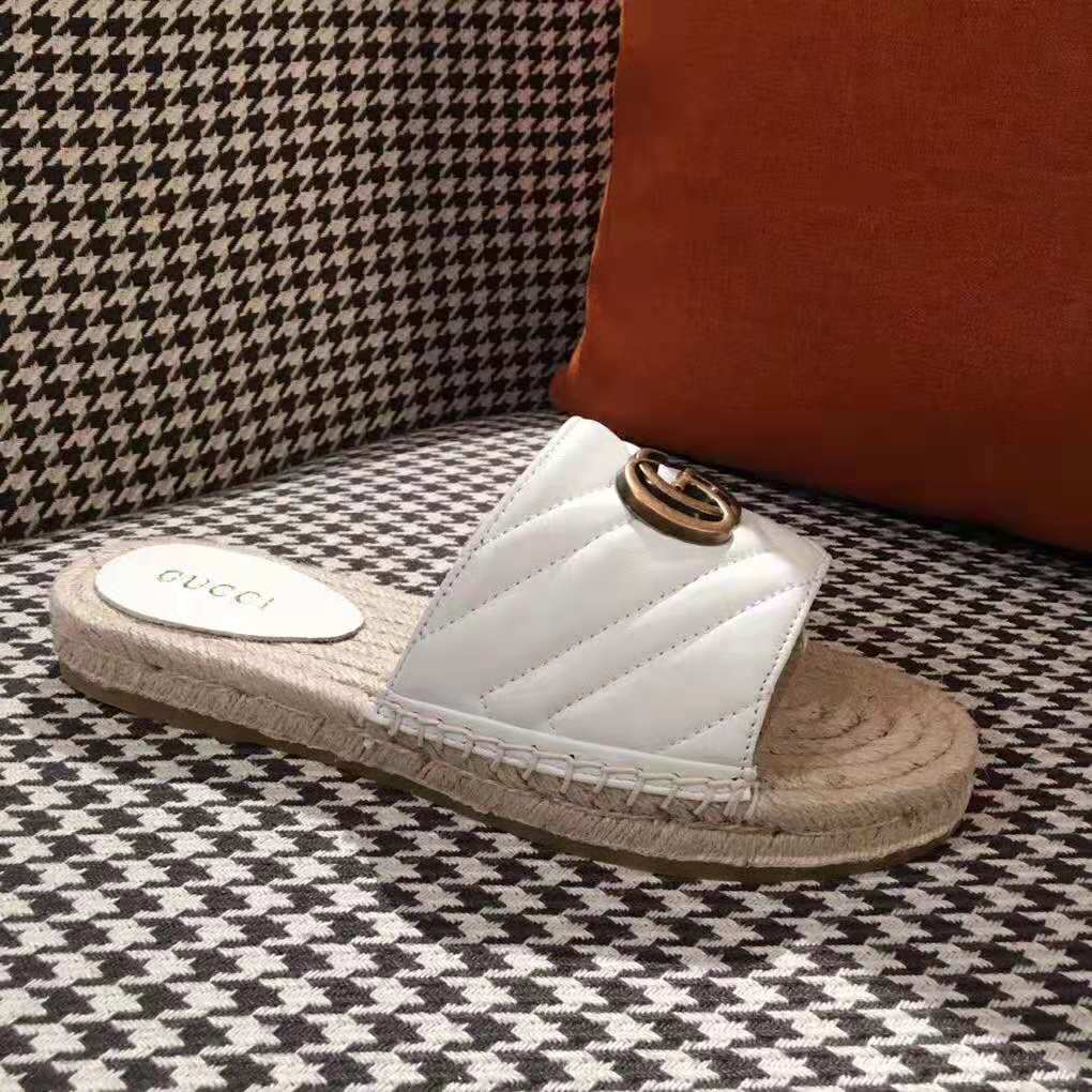 G*u*i women leather espadrille sandal-white