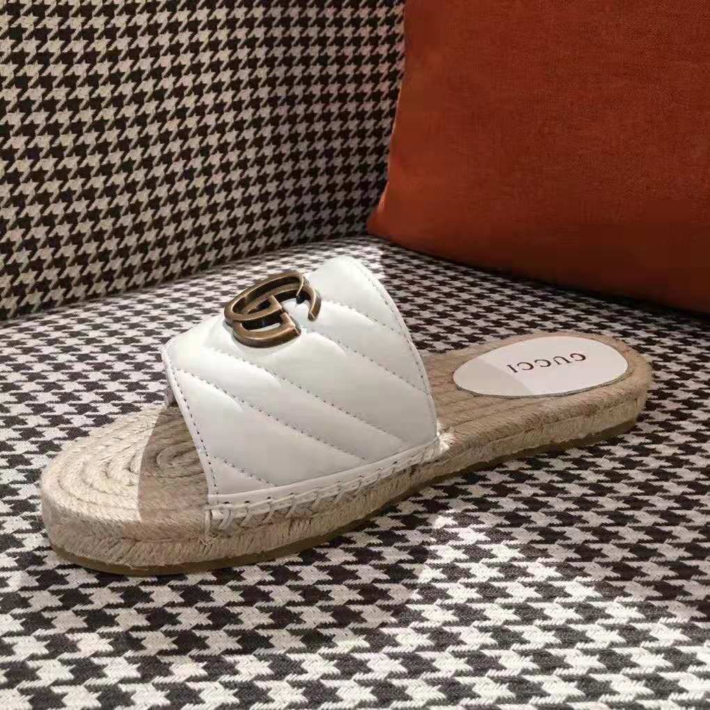 G*u*i women leather espadrille sandal-white