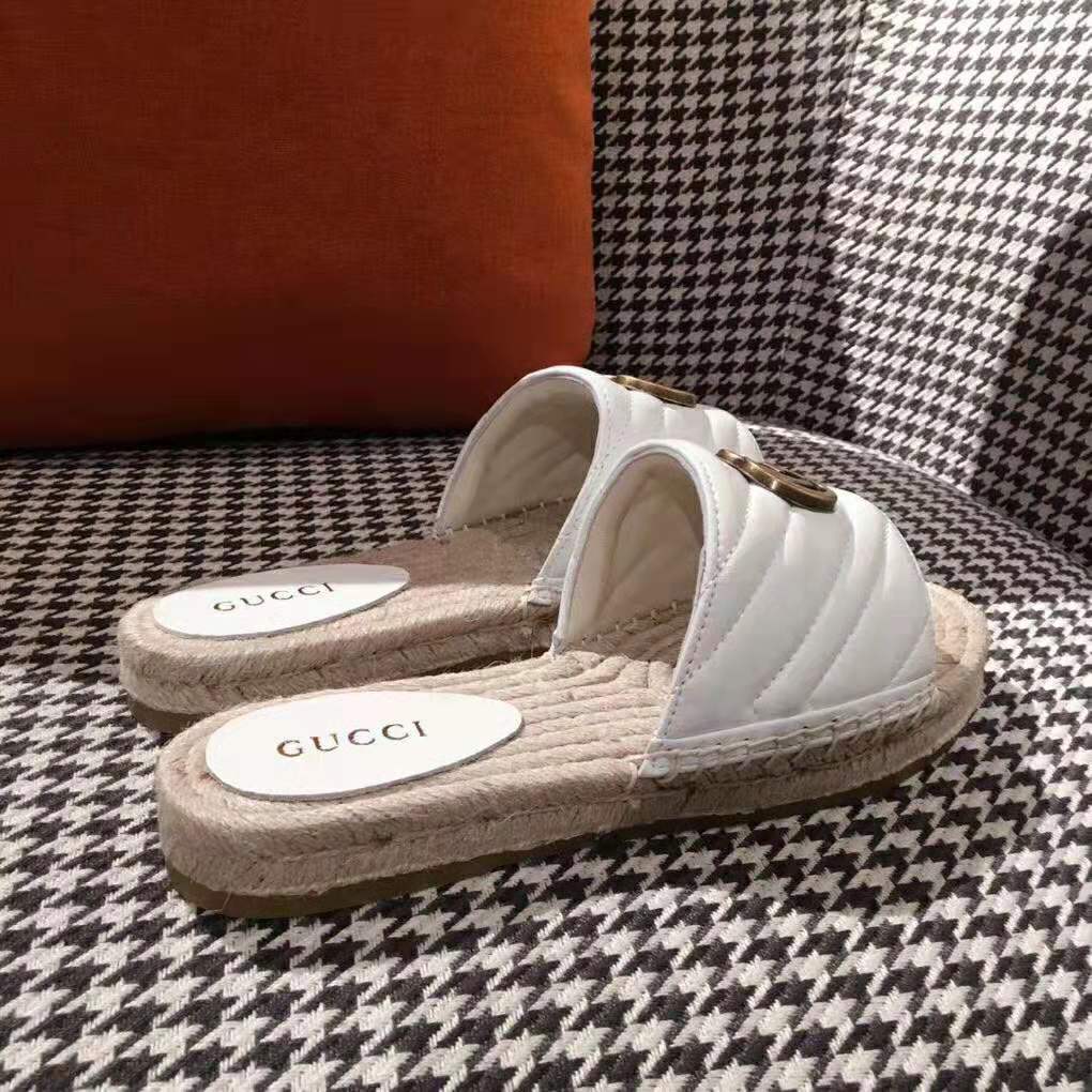 G*u*i women leather espadrille sandal-white