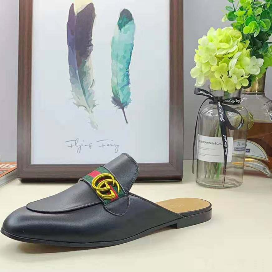 G*u*i women leather loafer with gg web-black