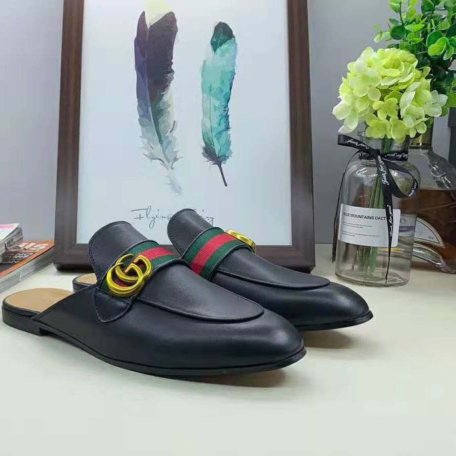 G*u*i women leather loafer with gg web-black