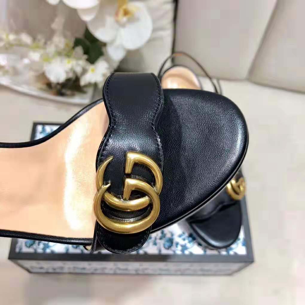 G*u*i women leather mid-heel sandal-black