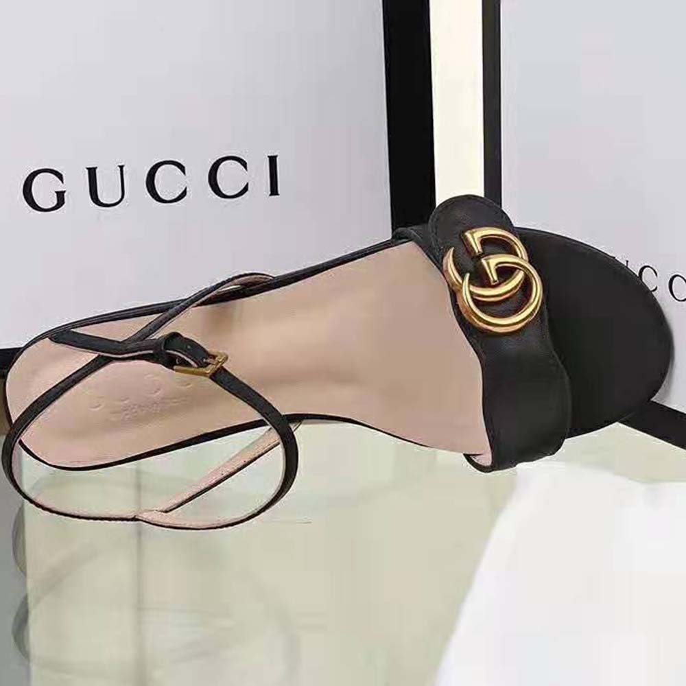 G*u*i women leather sandal with double g-black